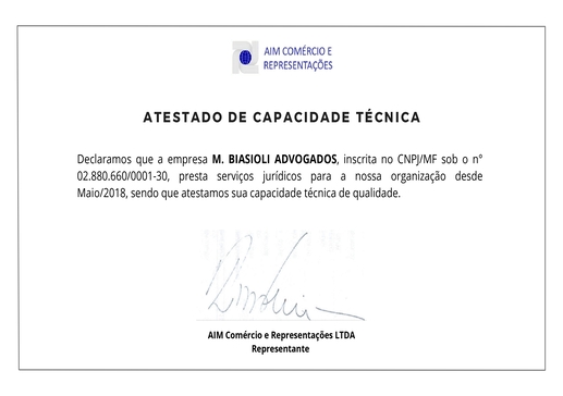 Imagem atestado técnico AIM Comércio