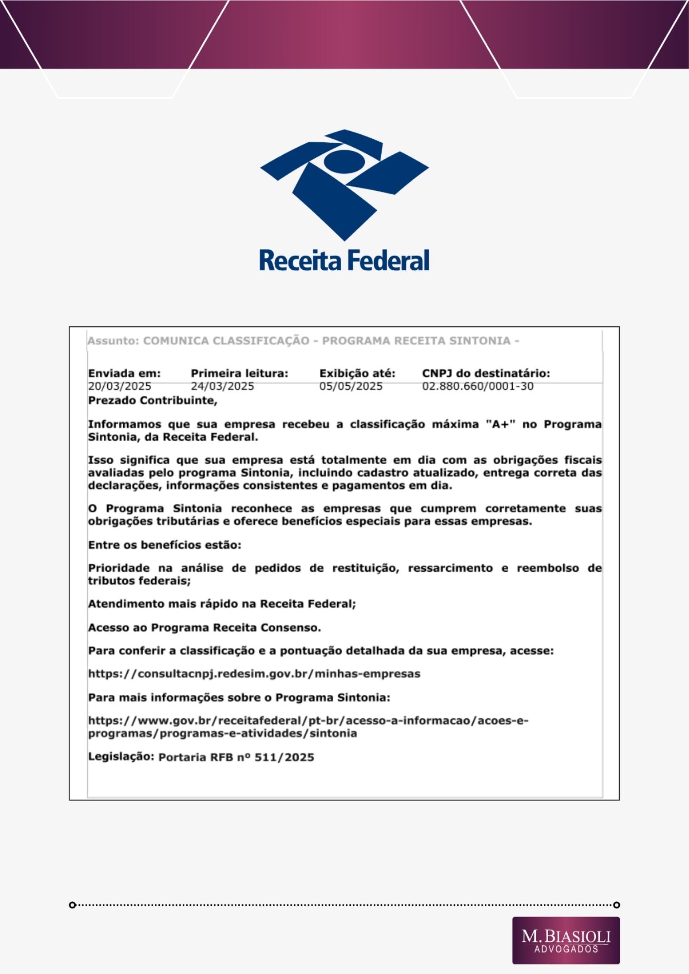 Certificado Receita Federal